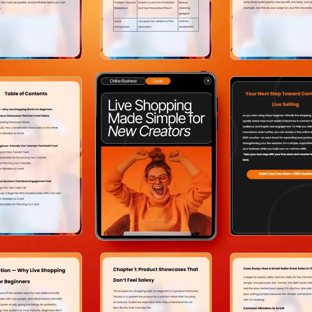 Live Shopping Made Simple for New Creators — Beginner Guide for live shopping topics for beginners, Etsy-Style Digital Download, eBook & Creator Checklist