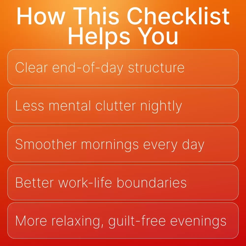 End Your Workday Right: Daily Shutdown Ritual Checklist | how to do a daily shutdown ritual | Evening Reset Guide for Productivity & Work-Life Balance