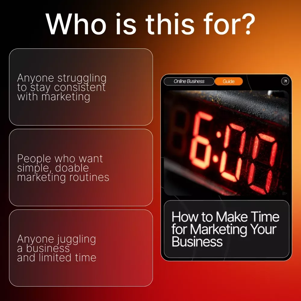 How to Make Time for Marketing Your Business | Productivity Guide for Entrepreneurs | Time-Saving Marketing Strategies Digital Download | Small Business Marketing Planner