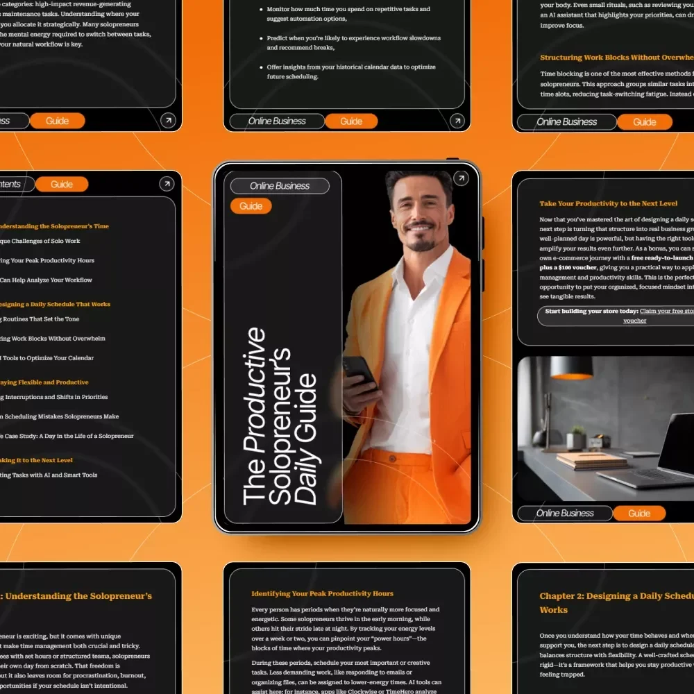 The Productive Solopreneur’s Daily Guide | Ultimate Daily Schedule System for Solopreneurs | Productivity eBook & Workflow Planner | how to create a daily schedule for solopreneurs