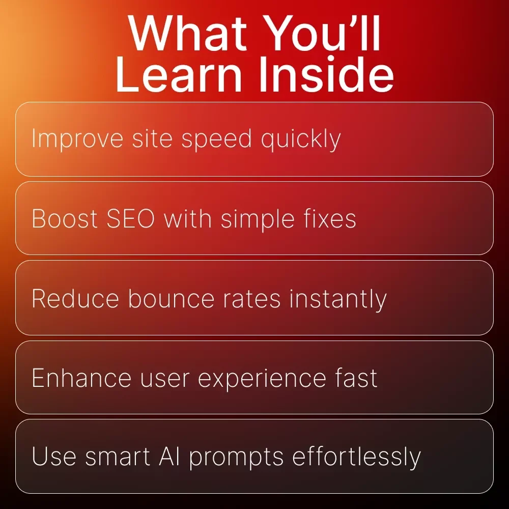 Speed Boost Blueprint | Website Loading Speed Guide, Site Performance eBook, AI Prompt Pack for Faster Websites, Conversion & SEO Optimization Checklist
