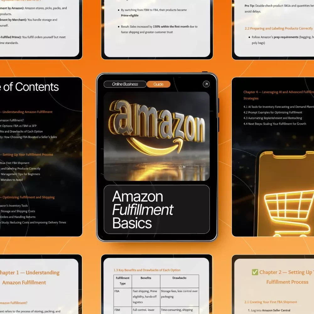 Amazon Fulfillment Basics | Step-by-Step Guide for Beginners to Master FBA, FBM, and SFP | Learn How to Set Up, Optimize, and Scale Your Amazon Fulfillment Strategy | Digital Download eBook