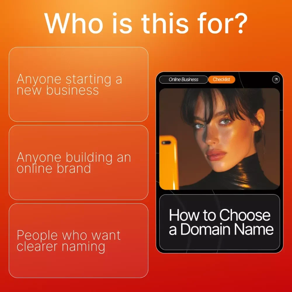 How to Choose a Domain Name Checklist | SEO-Friendly Digital Download for Entrepreneurs, Small Business Owners, and Creators | Brand Naming Guide for Beginners