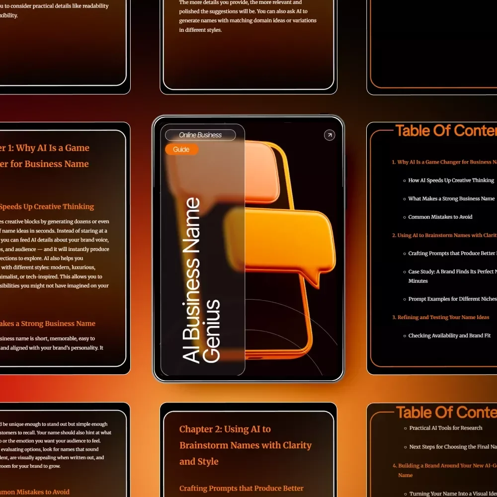 AI Business Name Genius | Digital Download eBook Guide for Creative Branding, Business Name Ideas, AI Brainstorming, Entrepreneur Startup Naming Checklist