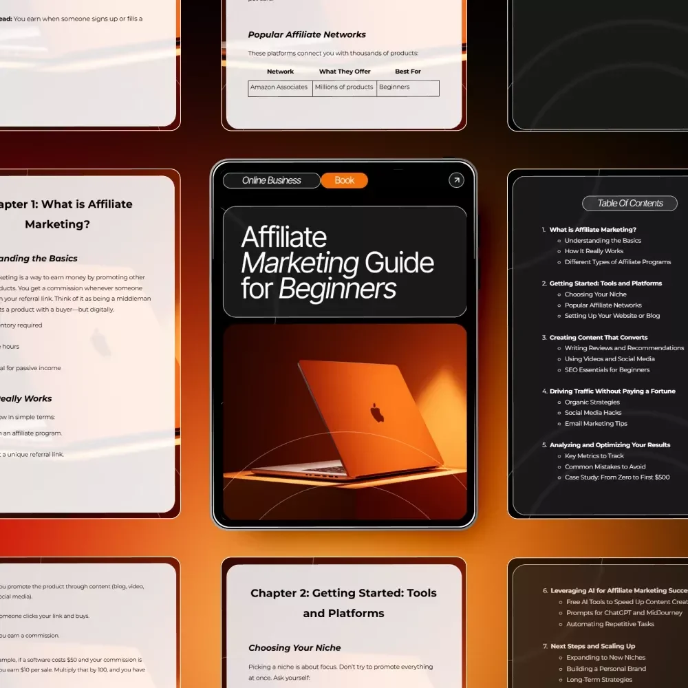 Affiliate Marketing Guide for Beginners – Digital Download | SEO eBook, Beginner-Friendly Affiliate Marketing Tutorial, Step-by-Step Online Income Guide