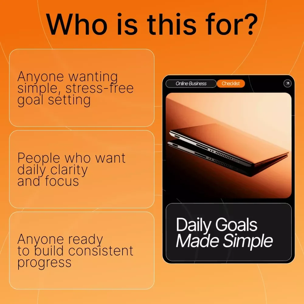 Daily Goals Made Simple | Printable Productivity Checklist | Goal-Setting Planner | How to Set Daily Goals That Stick | Small Business & Personal Growth Tool