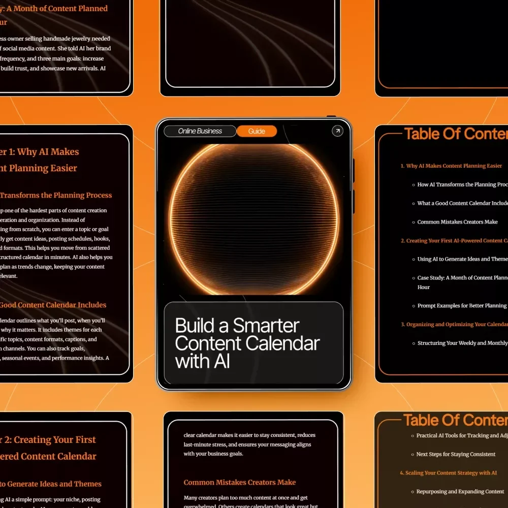Build a Smarter Content Calendar with AI | AI-Powered Content Planning Guide, Digital Download for Creators & Entrepreneurs, Content Strategy eBook
