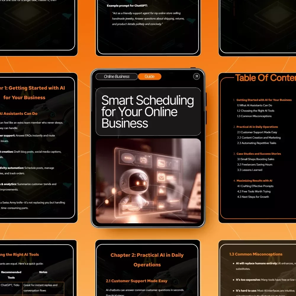 AI for Small Online Businesses Guide – Digital Download, Small Business AI Toolkit, AI Assistant Starter Guide, Ecommerce & Freelancer Productivity Resource
