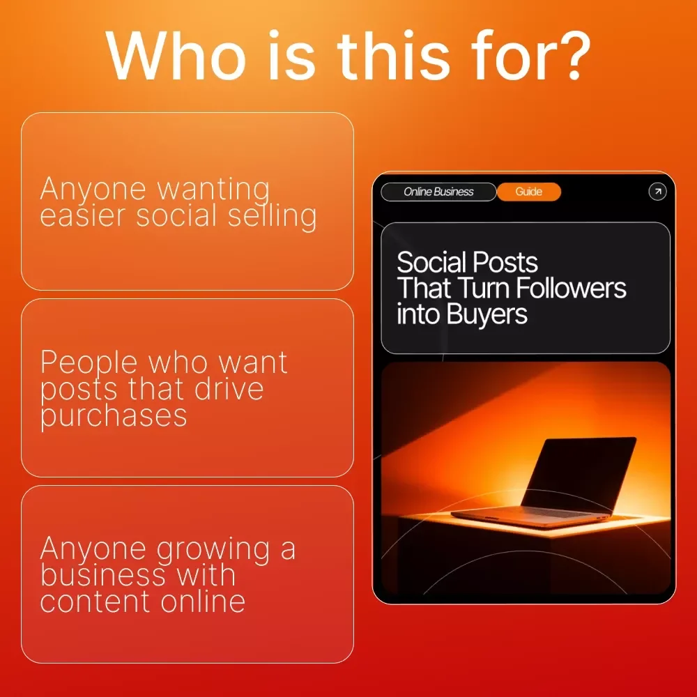 Social Posts That Turn Followers into Buyers | High-Converting Social Media Content Guide, eBook & Checklist for Small Businesses, Coaches & Creators