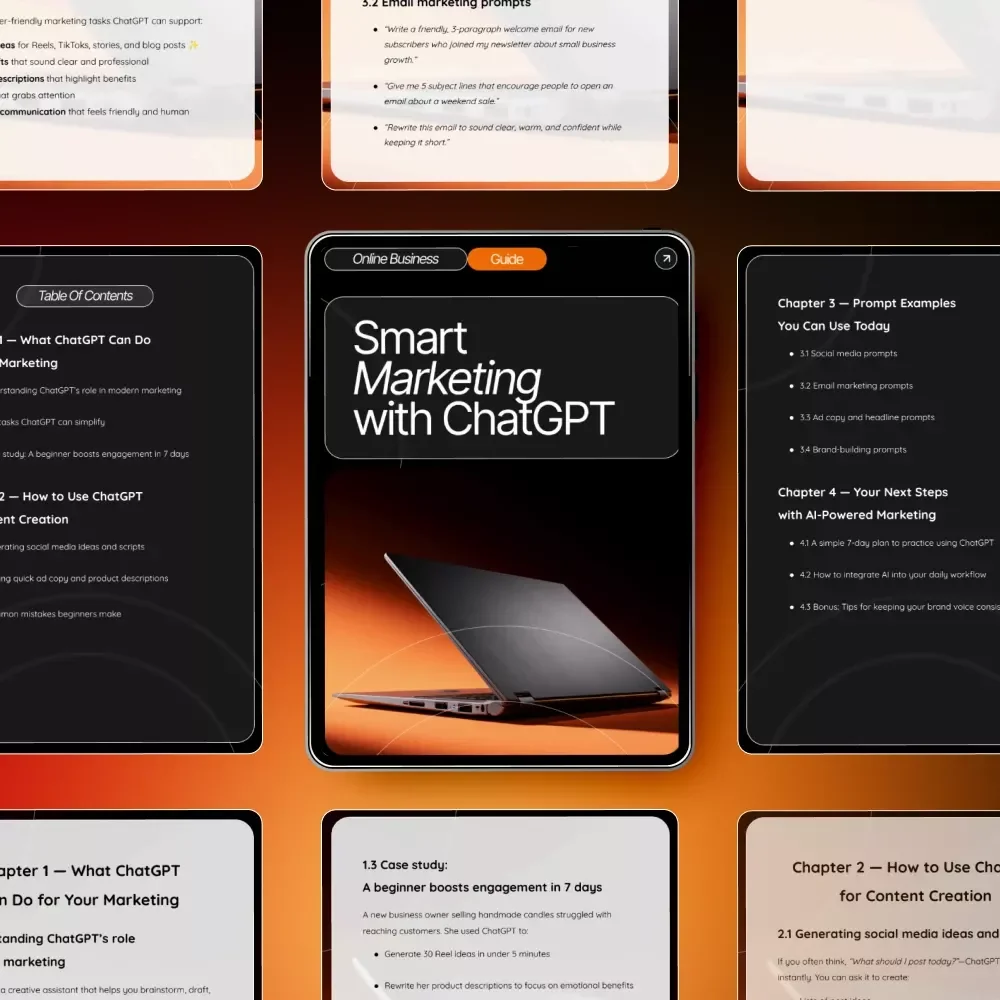 Smart Marketing with ChatGPT — Digital Guide for Entrepreneurs, Content Creators & Small Businesses | how to use chatgpt for marketing | AI Marketing Workbook & Prompt Pack