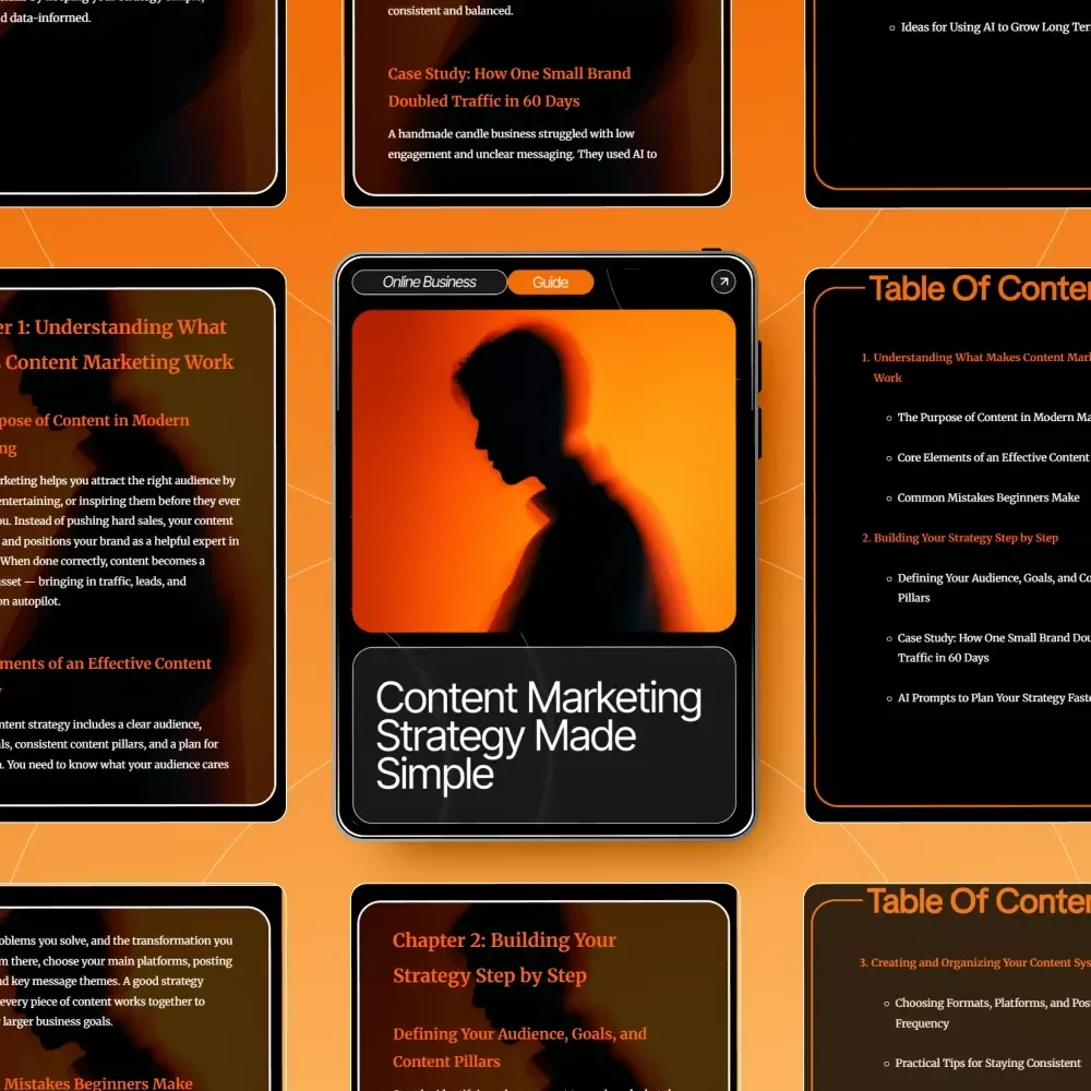 Content Marketing Strategy Made Simple – Digital Download Guide for Entrepreneurs, Coaches, Small Businesses, Bloggers, and Creators | Content Marketing Plan | Content Strategy eBook | AI Content Prompts