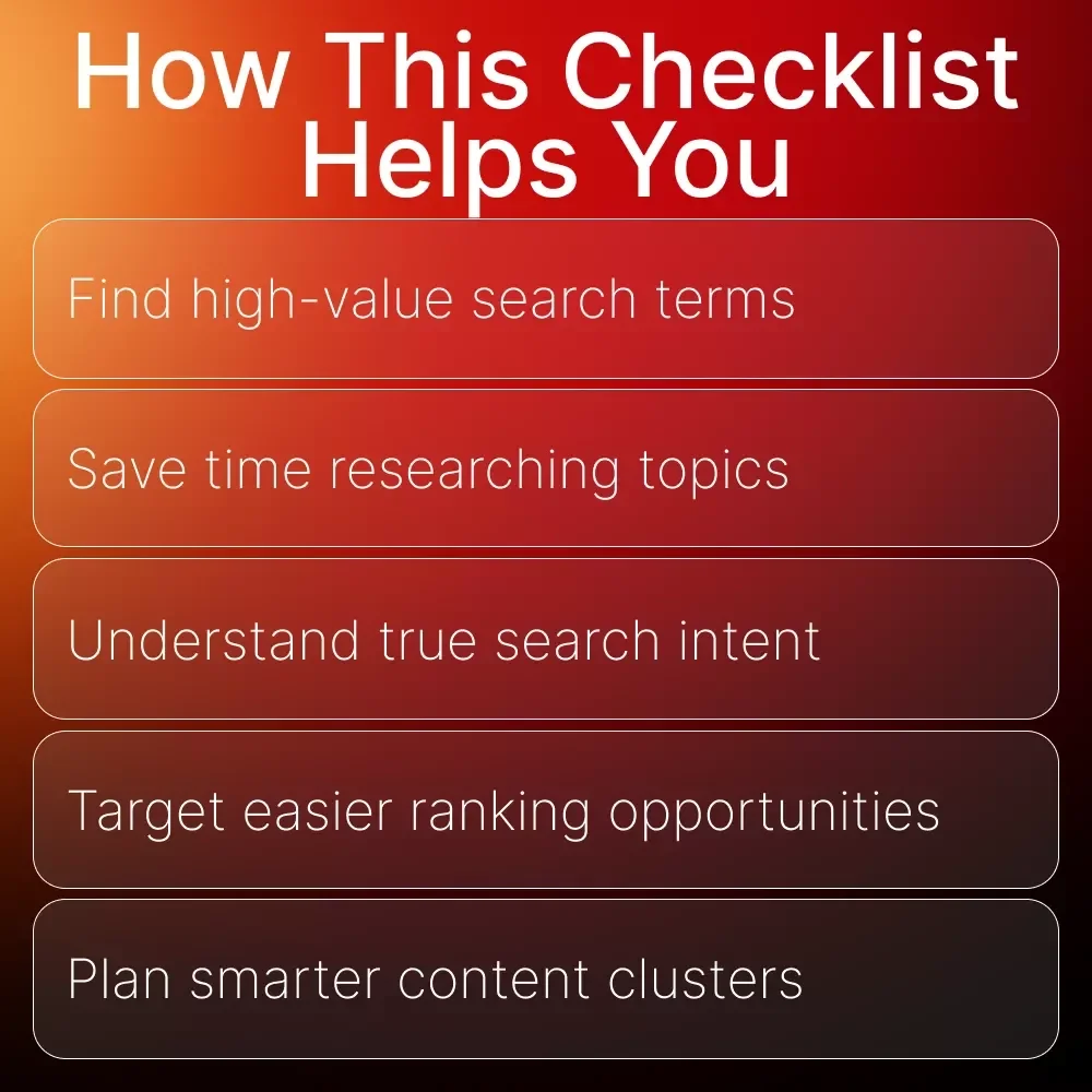 How to Do Keyword Research Checklist | SEO Keyword Planning Guide for Bloggers, Entrepreneurs & Digital Marketers | Printable & Digital Download