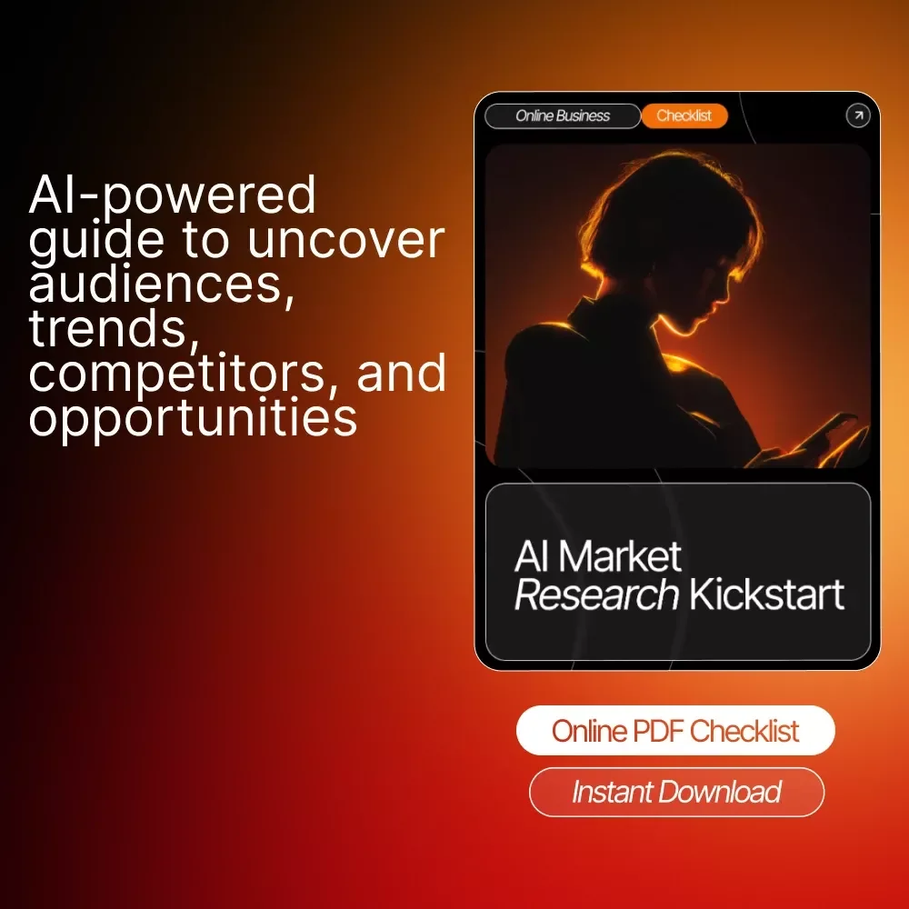 AI Market Research Kickstart – How to Use AI for Market Research Checklist, Digital Download for Entrepreneurs, Small Business & Creators