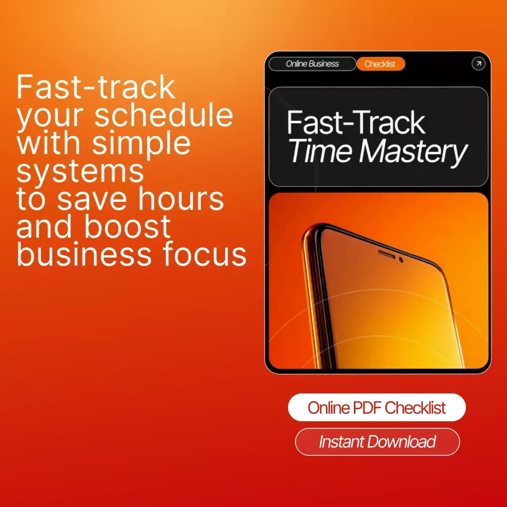 Fast-Track Time Mastery – Printable Checklist for Online Business Owners | Productivity Planner | Time Management Tips for Online Business Owners | Digital Download