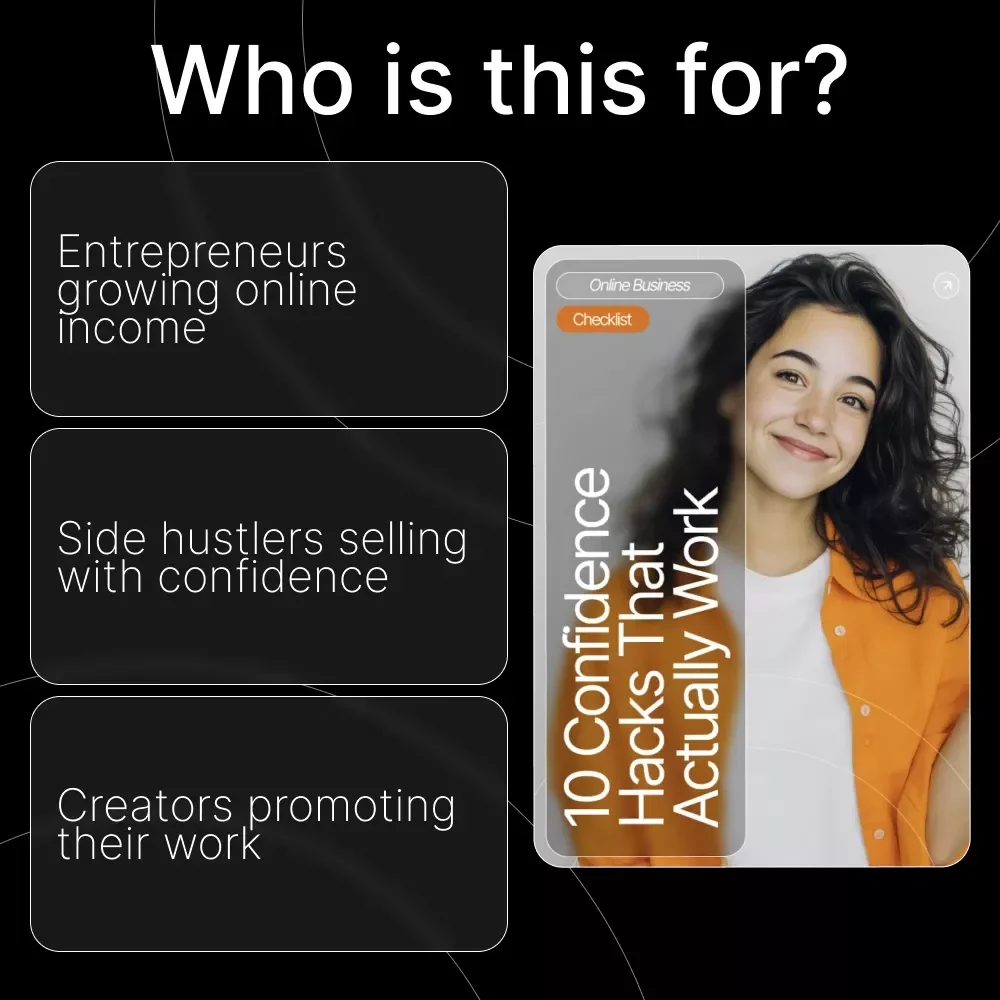 10 Confidence Hacks That Actually Work | Boost Your Sales Confidence Instantly | Printable Checklist for Entrepreneurs, Creators & Side Hustlers | Proven sales confidence tips for Everyday Wins