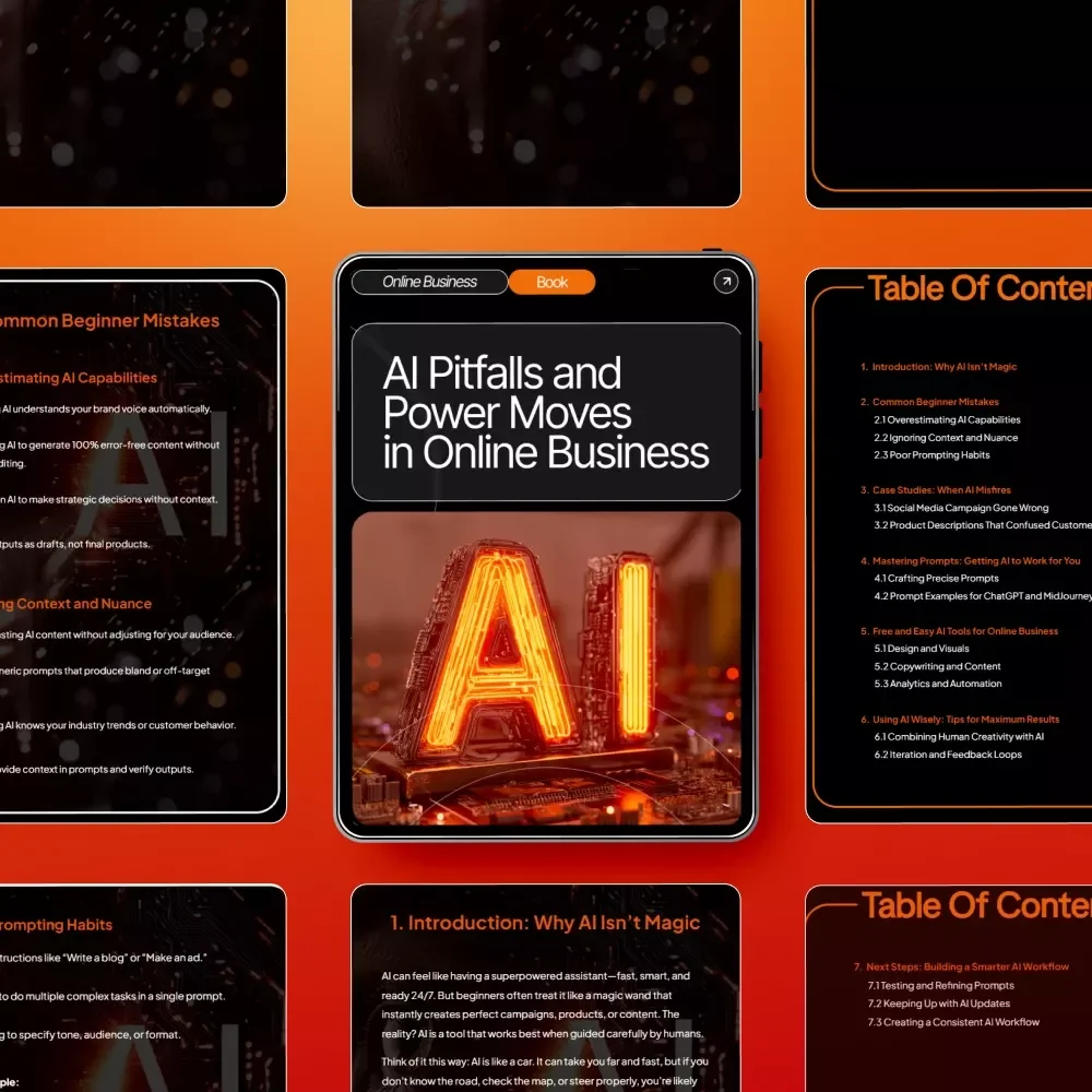 AI Pitfalls and Power Moves in Online Business | eBook for Entrepreneurs, Creators & Beginners | Avoid ai mistakes beginners make in online business and Master Smart AI Strategies