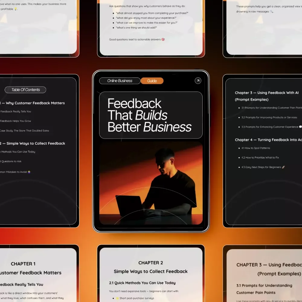 Feedback That Builds Better Business | Step-by-Step Guide on How to Use Customer Feedback to Improve | Learn to Collect, Analyze, and Act on Insights | Digital Download for Entrepreneurs and Small Business Owners