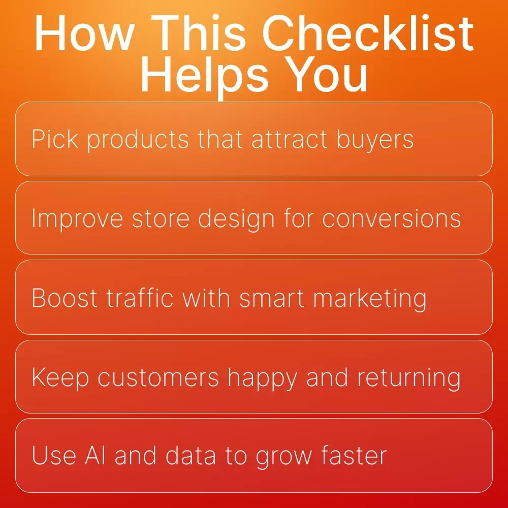 Shopify Store Growth Tips | Printable Checklist for Shopify Owners | Learn Proven Ways to Boost Sales, Traffic & Conversions