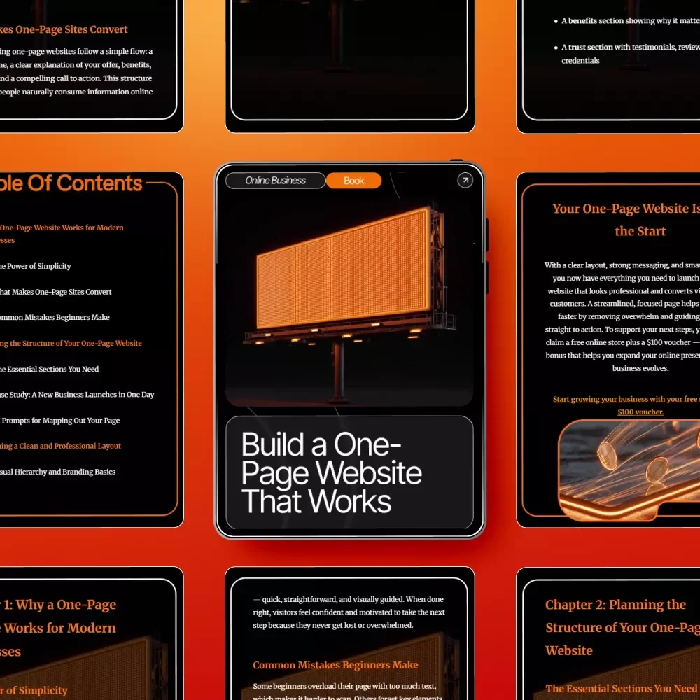 Build a One-Page Website That Works – Complete eBook Guide for Entrepreneurs | how to create a one-page website for your business | Simple, High-Converting One-Page Website Blueprint