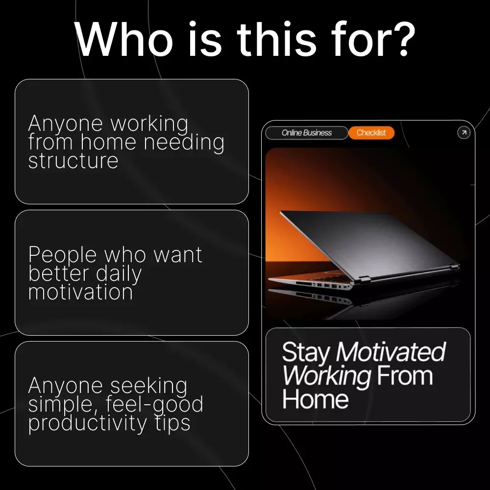 Stay Motivated Working From Home Checklist | Printable Productivity Guide | How to Stay Motivated Working From Home | Work-From-Home Motivation Booster