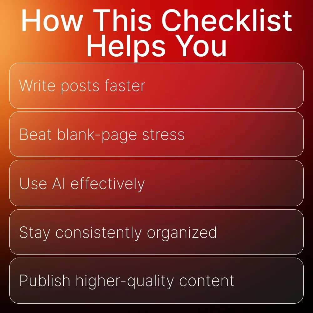 Blog Faster | AI for Writing Blog Posts Faster Checklist | Blogging Workflow, Content Creation Guide, Productivity Printable, Digital Download