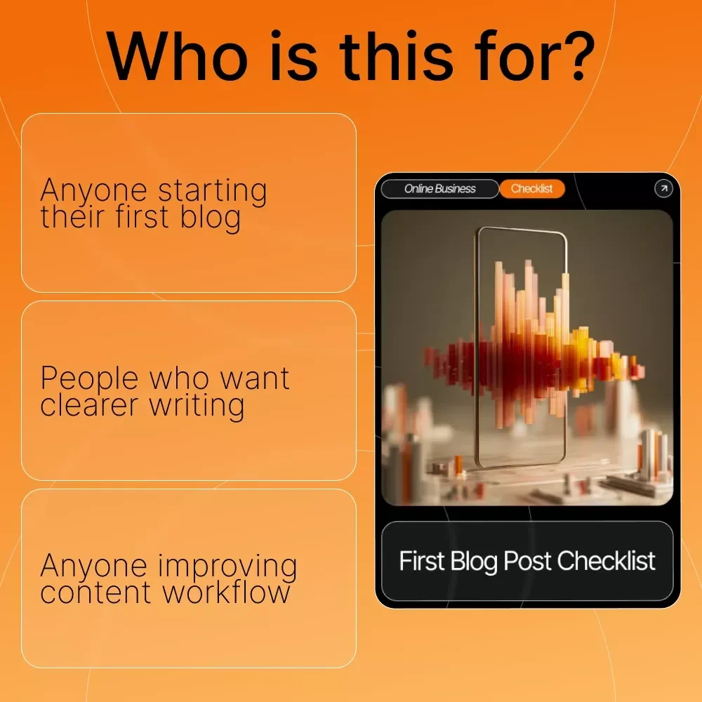First Blog Post Checklist | Beginner-Friendly Blogging Guide for New Writers | how to write your first blog post Digital Download