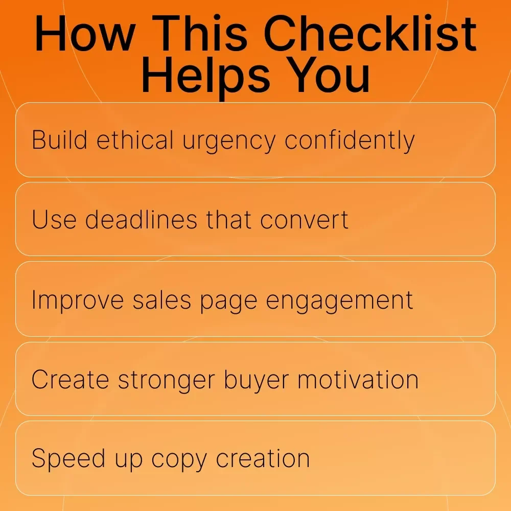 URGENCY BOOST | How to Create a Sense of Urgency in Sales Checklist | Digital Download for Entrepreneurs, Coaches & Online Sellers