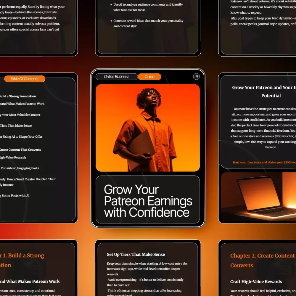 Grow Your Patreon Earnings with Confidence – Creator Success Guide for patreon income growth tips, High-Value Strategies, AI Content Ideas, Tier Setup & Promotion (Digital Download)