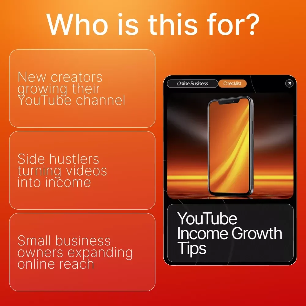 YouTube Income Growth Tips | Printable Checklist for YouTube Creators | Step-by-Step Actions to Boost Views, Engagement, and Revenue | Digital Download for Beginners and Content Creators