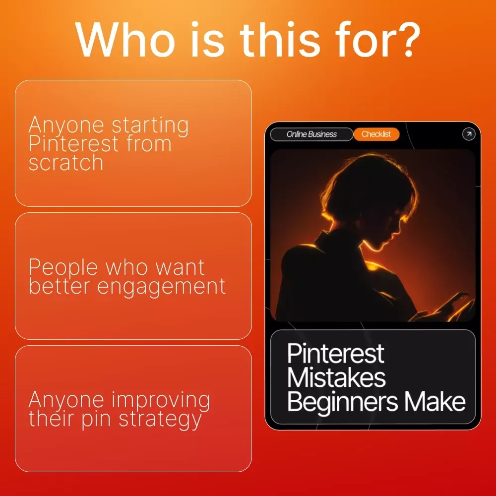 Pinterest Mistakes Beginners Make Checklist | Digital Download for New Pinterest Creators | SEO-Friendly Guide to Avoid Common Pinterest Mistakes Beginners Make