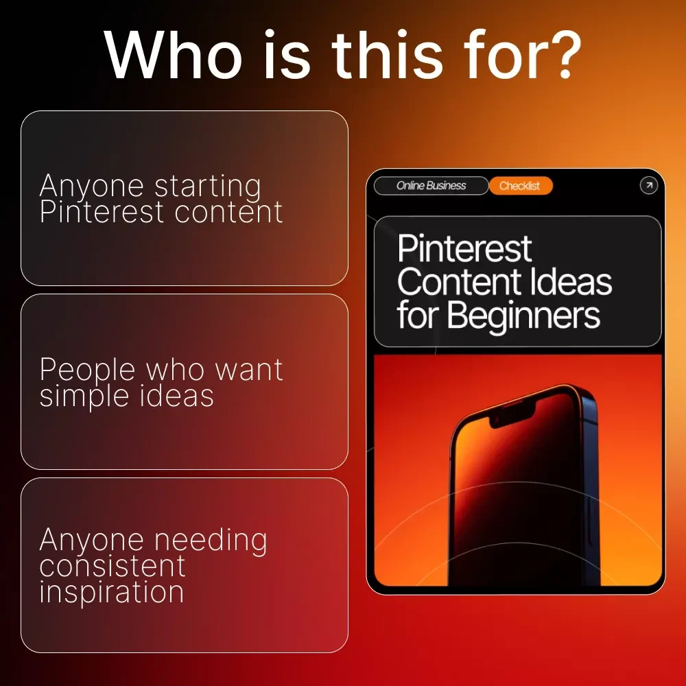 Pinterest Content Ideas for Beginners Checklist | SEO-Friendly Digital Download for Easy Pin Planning | Pinterest Content Ideas for Beginners Guide