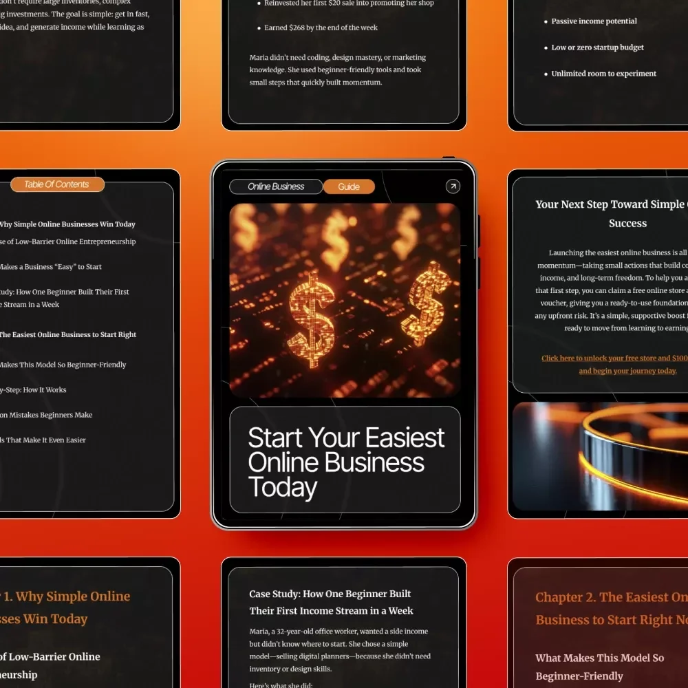 Start Your Easiest Online Business Today | Step-by-Step Beginner Guide Explaining What Is the Easiest Online Business to Start | Learn to Launch, Grow, and Earn Quickly | Digital Download eBook
