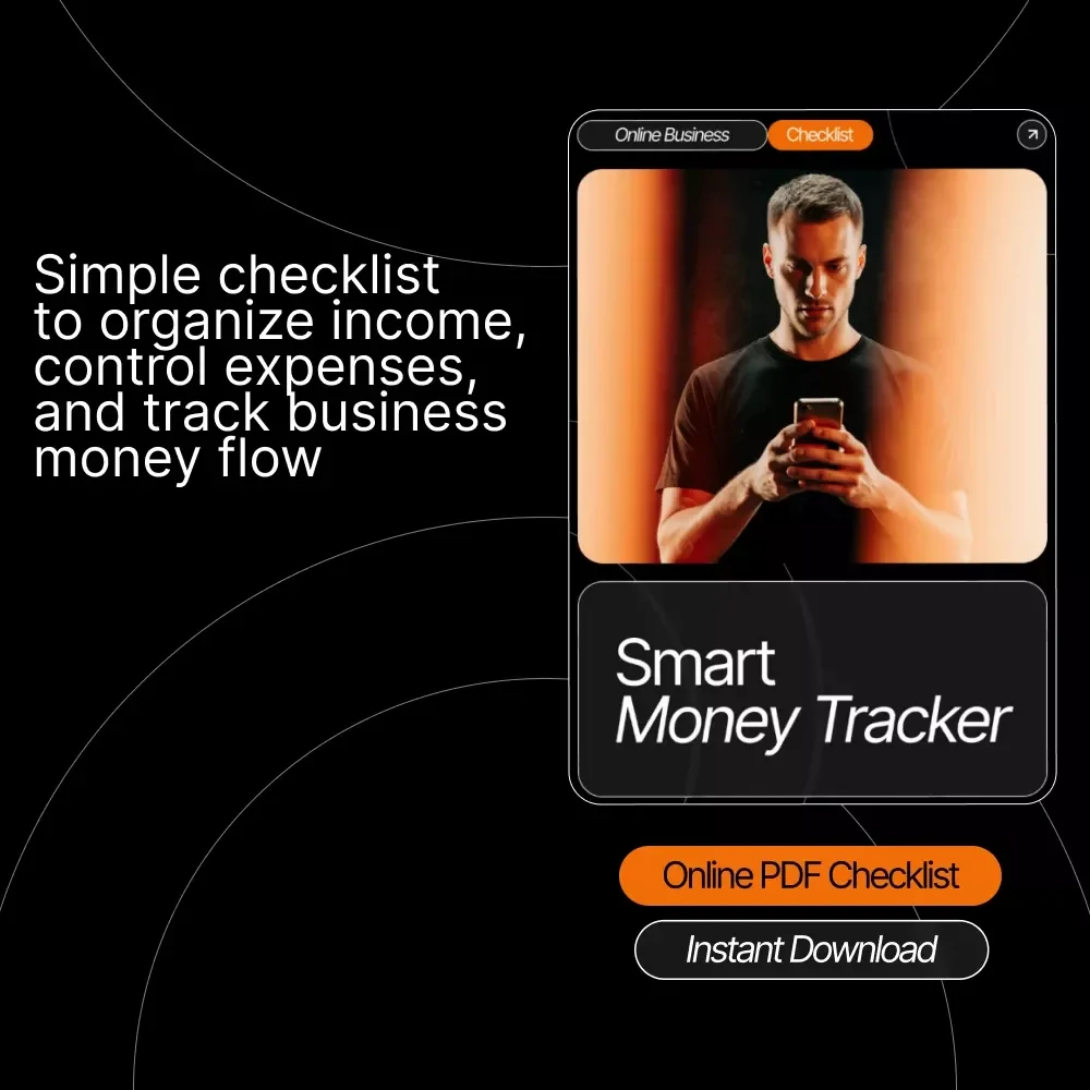 Smart Money Tracker | Printable & Digital Checklist for Entrepreneurs, Side-Hustlers & Small Business Owners | Free Tools to Track Business Income and Expenses | Simple Finance Organization & Budget Workflow Guide