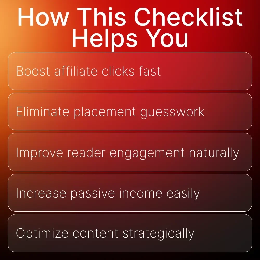 Click-Boosting Affiliate Link Placement Checklist | Ultimate SEO-Friendly Guide for Bloggers, Creators & Marketers | Proven Strategies for where to put affiliate links to get clicks | Digital Download Checklist