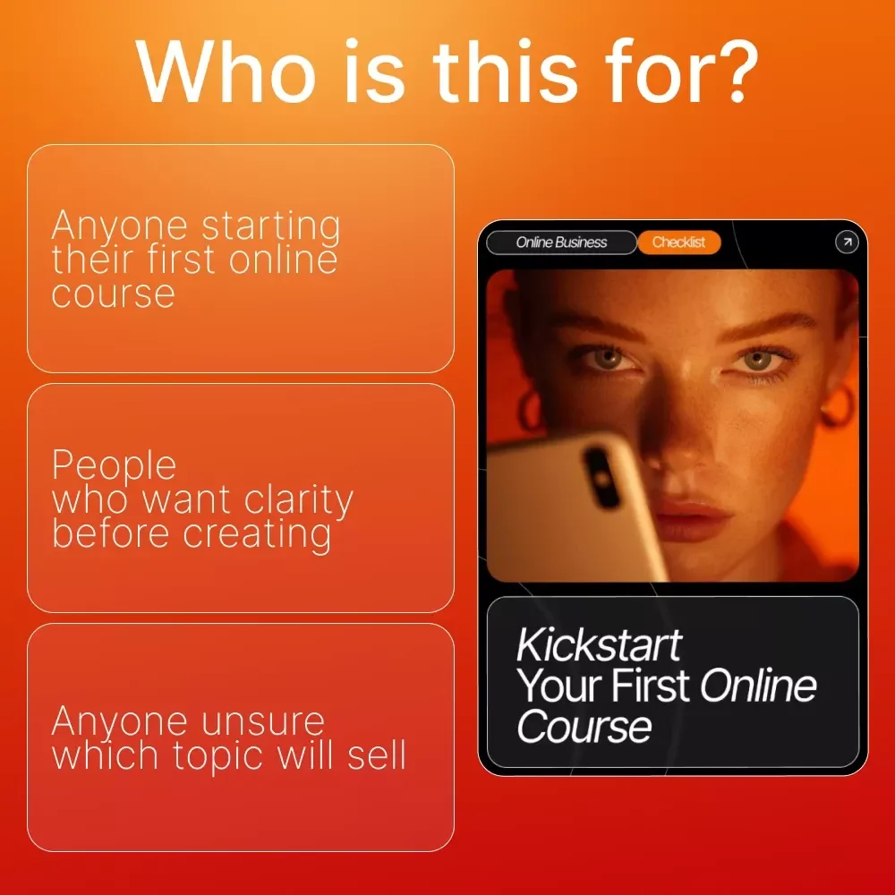 Kickstart Your First Online Course | Beginner-Friendly Checklist for Creators | How to Choose a Topic for Your First Course | Digital Download