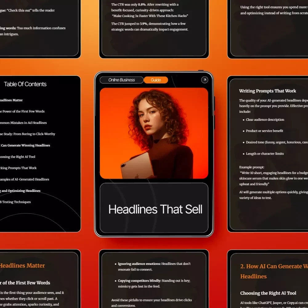 Headlines That Sell – AI-Powered Ad Headline Writing Guide for Marketers, Creators & Small Businesses | Digital Download | Learn how to use ai to write ad headlines