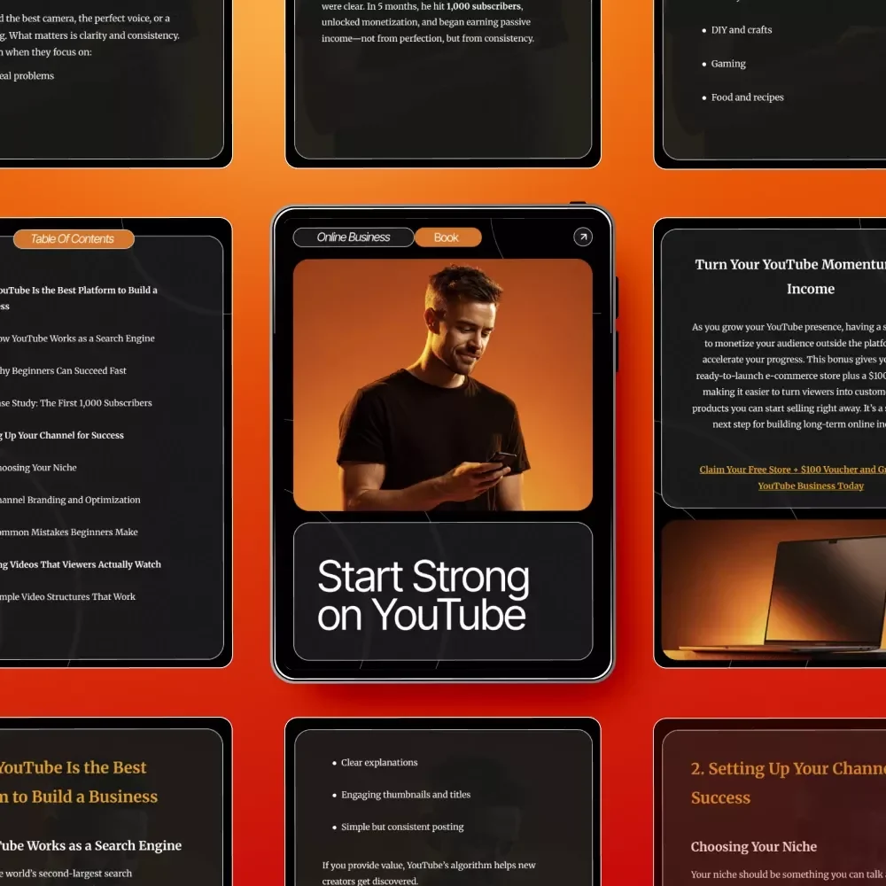 Start Strong on YouTube | Step-by-Step eBook for YouTube Online Business Basics for Beginners | Learn How to Build, Grow, and Monetize Your Channel Fast | Digital Download Guide