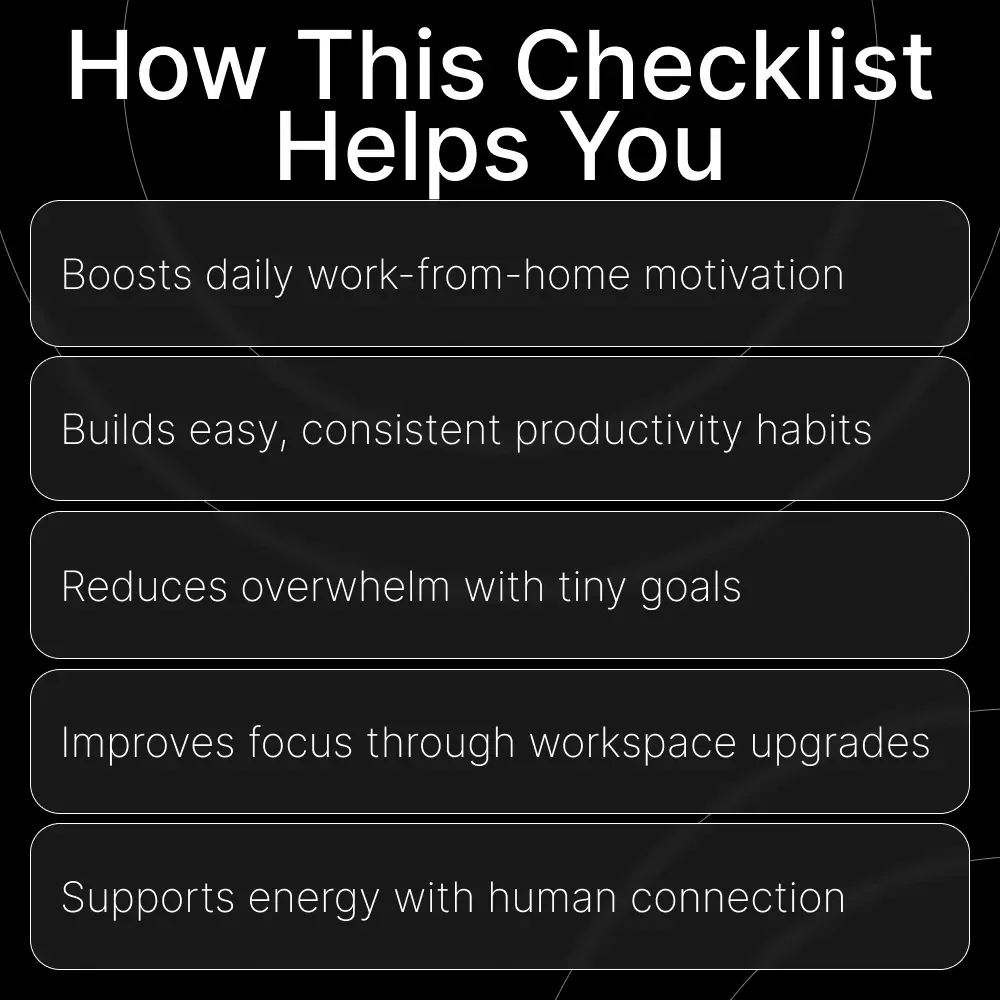 Stay Motivated Working From Home Checklist | Printable Productivity Guide | How to Stay Motivated Working From Home | Work-From-Home Motivation Booster