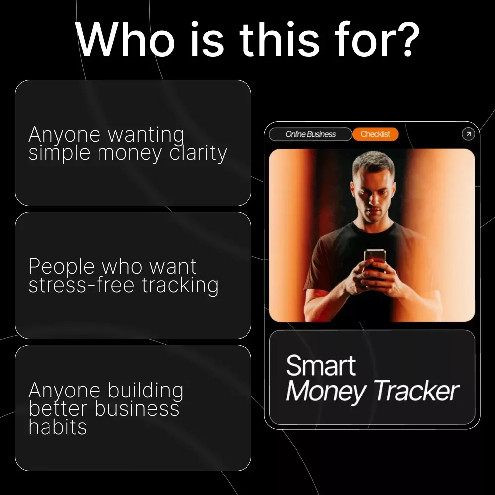 Smart Money Tracker | Printable & Digital Checklist for Entrepreneurs, Side-Hustlers & Small Business Owners | Free Tools to Track Business Income and Expenses | Simple Finance Organization & Budget Workflow Guide