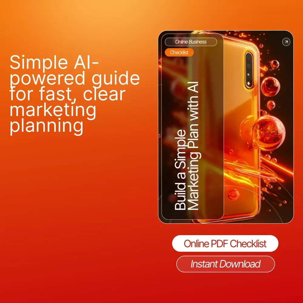 Build a Simple Marketing Plan with AI – Digital Marketing Guide, eBook & Checklist for Small Business Strategy, Content Planning & Goal Setting