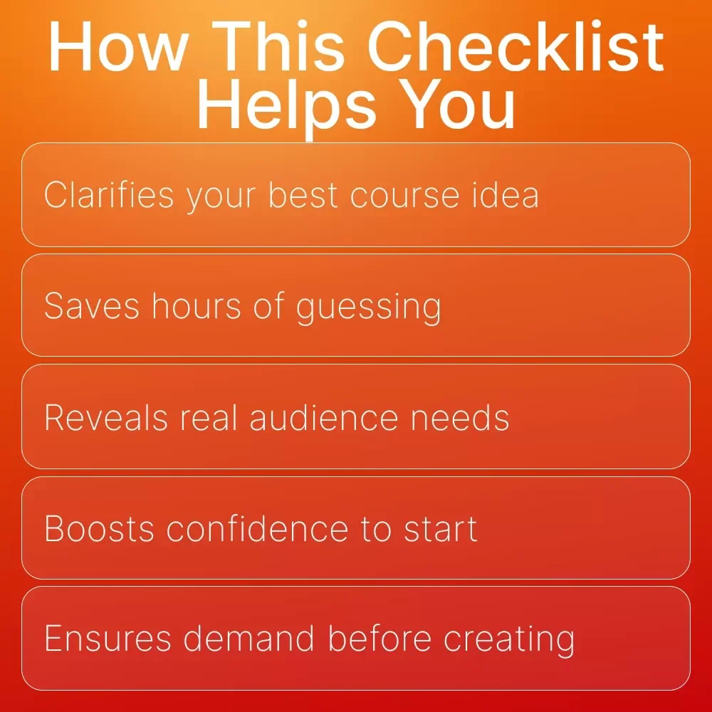 Kickstart Your First Online Course | Beginner-Friendly Checklist for Creators | How to Choose a Topic for Your First Course | Digital Download