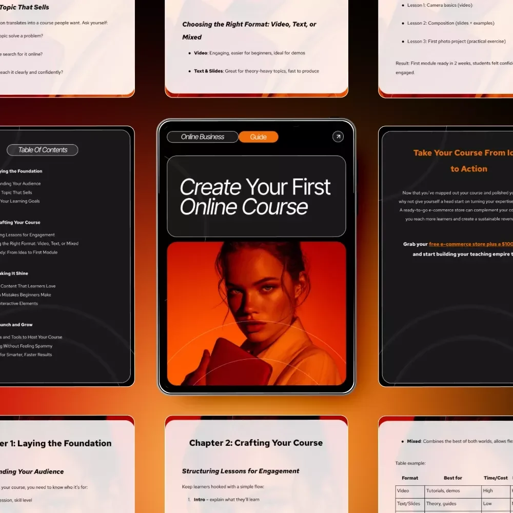 Create Your First Online Course Guide | Beginner-Friendly How to Create an Online Course for Beginners | Step-by-Step eBook, Course Planning Checklist & Digital Download