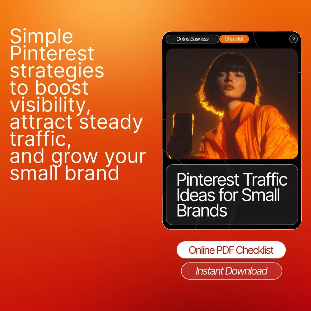 Pinterest Traffic Ideas for Small Brands Checklist | Digital Download for Small Business Growth | Pinterest Marketing Tips & Pinterest Traffic Ideas for Small Brands