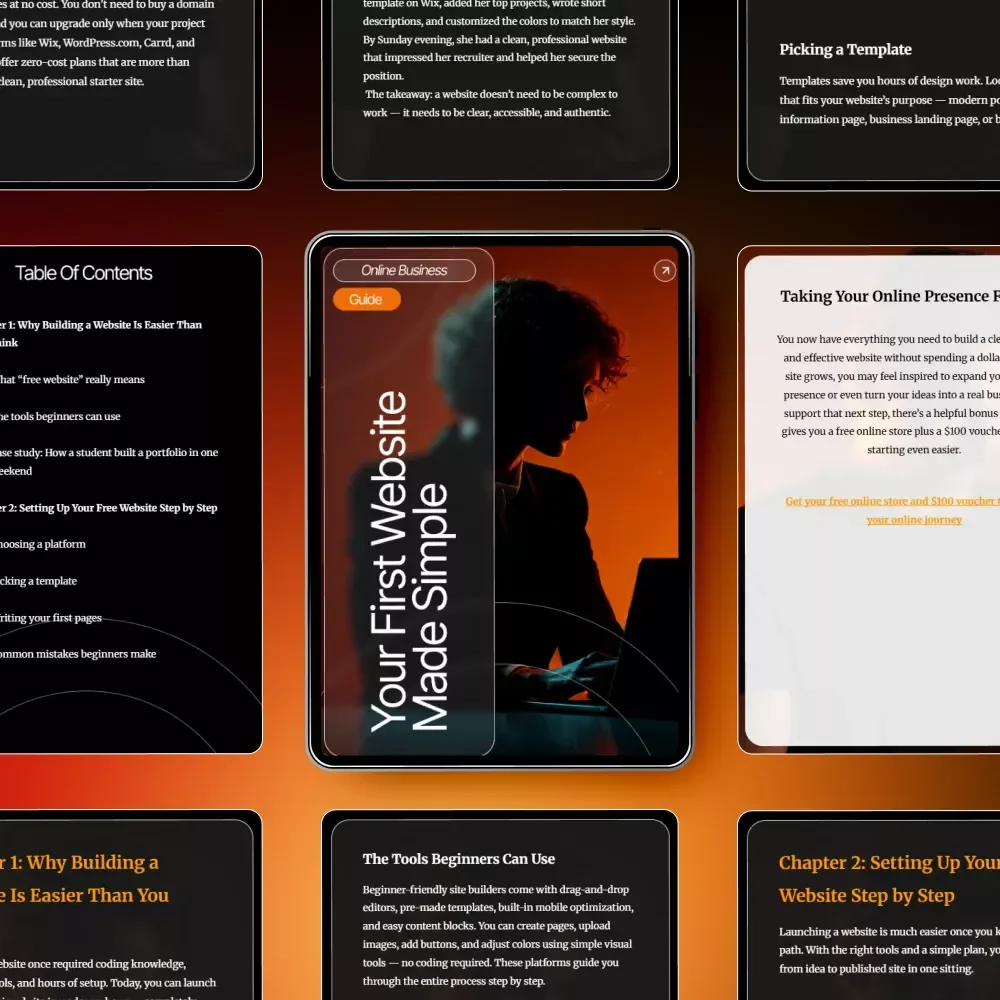 Your First Website Made Simple – Beginner-Friendly Guide | Learn How to Set Up a Simple Website for Free | Step-by-Step eBook for New Creators