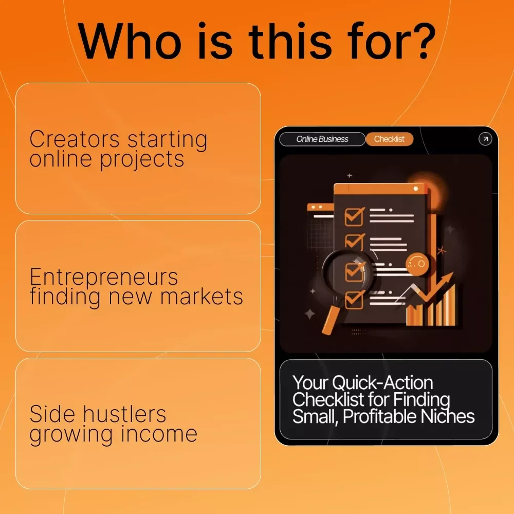 Your Quick-Action Checklist for Finding Small, Profitable Niches | Digital Download for Entrepreneurs & Creators | Discover Hidden Markets and offer ideas for small niches | Step-by-Step Research & Validation Guide | Instant PDF