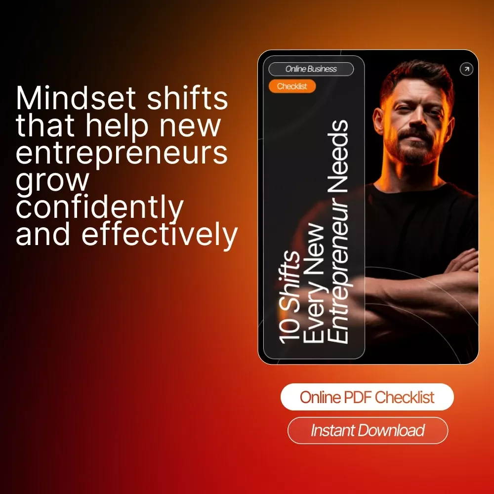10 Shifts Every New Entrepreneur Needs – Printable Checklist for Mindset Shifts for New Entrepreneurs, Business Mindset Guide, Startup Mindset Worksheet