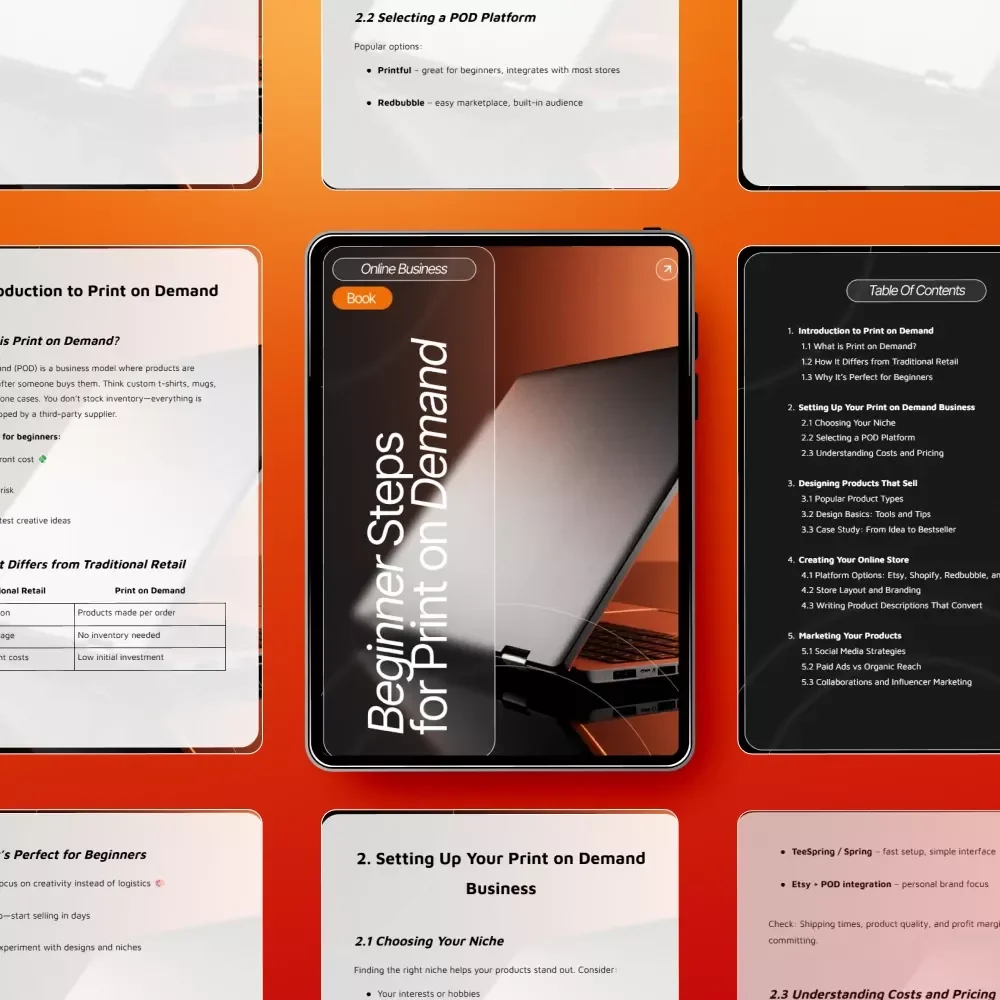 Beginner Steps for Print on Demand – Printable Guide, Digital eBook for Etsy Sellers, POD Startup Checklist, Print-on-Demand Business Starter Toolkit