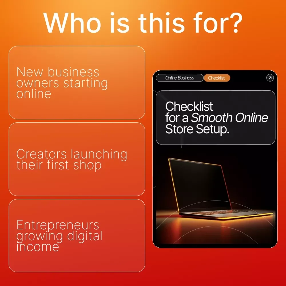 Checklist for a Smooth Online Store Setup | Simple Online Store Setup Tips for Beginners | Digital Download for New Entrepreneurs and Creators