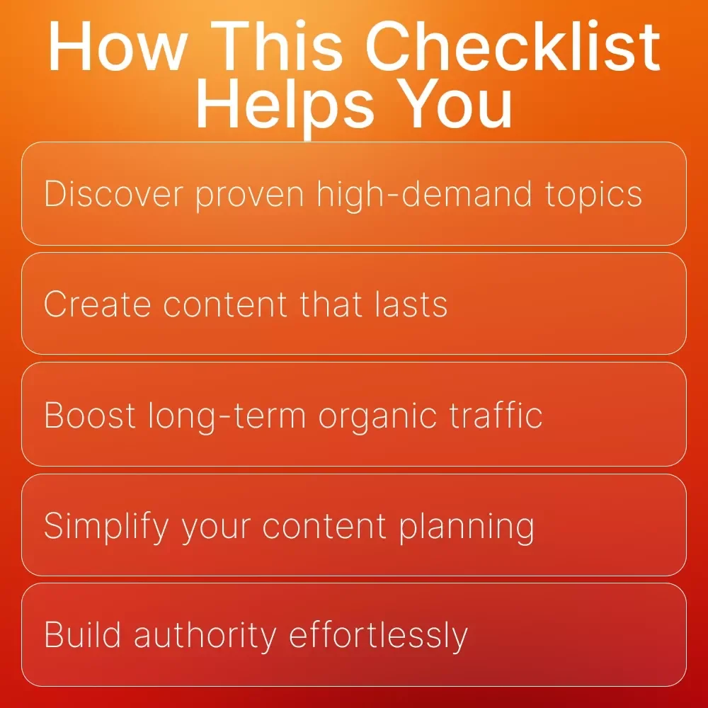 Evergreen Search Topics for 2026 Checklist | High-Demand Content Ideas | SEO-Friendly Digital Download for Bloggers, Creators & Entrepreneurs