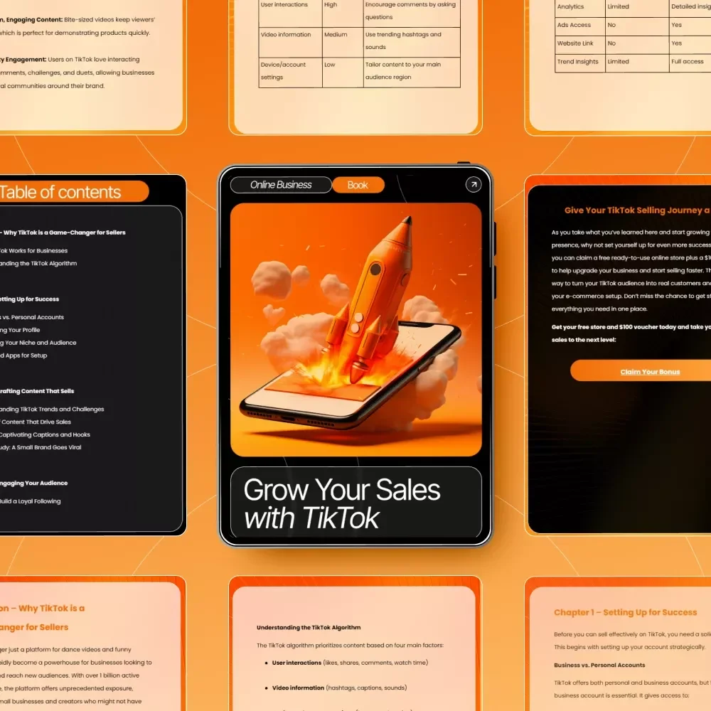 Grow Your Sales with TikTok – Viral Marketing eBook for Small Businesses | TikTok Strategy Guide | Social Media Growth | tiktok basics for selling